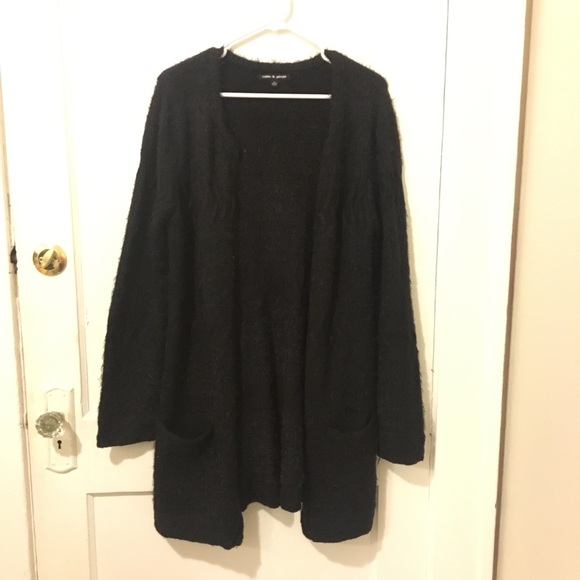 Cable & Gauge Black Fuzzy Open Front Cardigan M - Picture 6 of 8